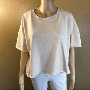 Secret Treasures Cropped Short Sleeve Lounge Cream Sweatshirt Sz L